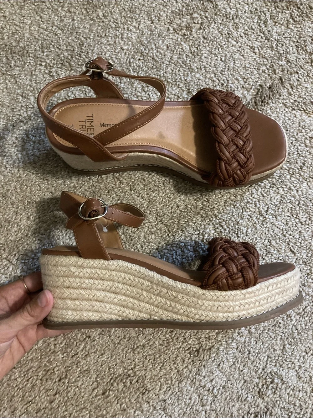 Time and Tru Braided Espadrille Wedge Sandals